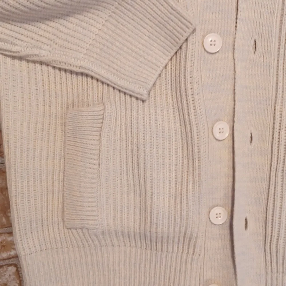 John Blair Cream & Gray Knit Cardigan Mens Size Large